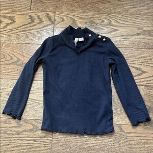 Janie and Jack Navy Long Sleeve Top with Gold Buttons turtleneck 18-24 months